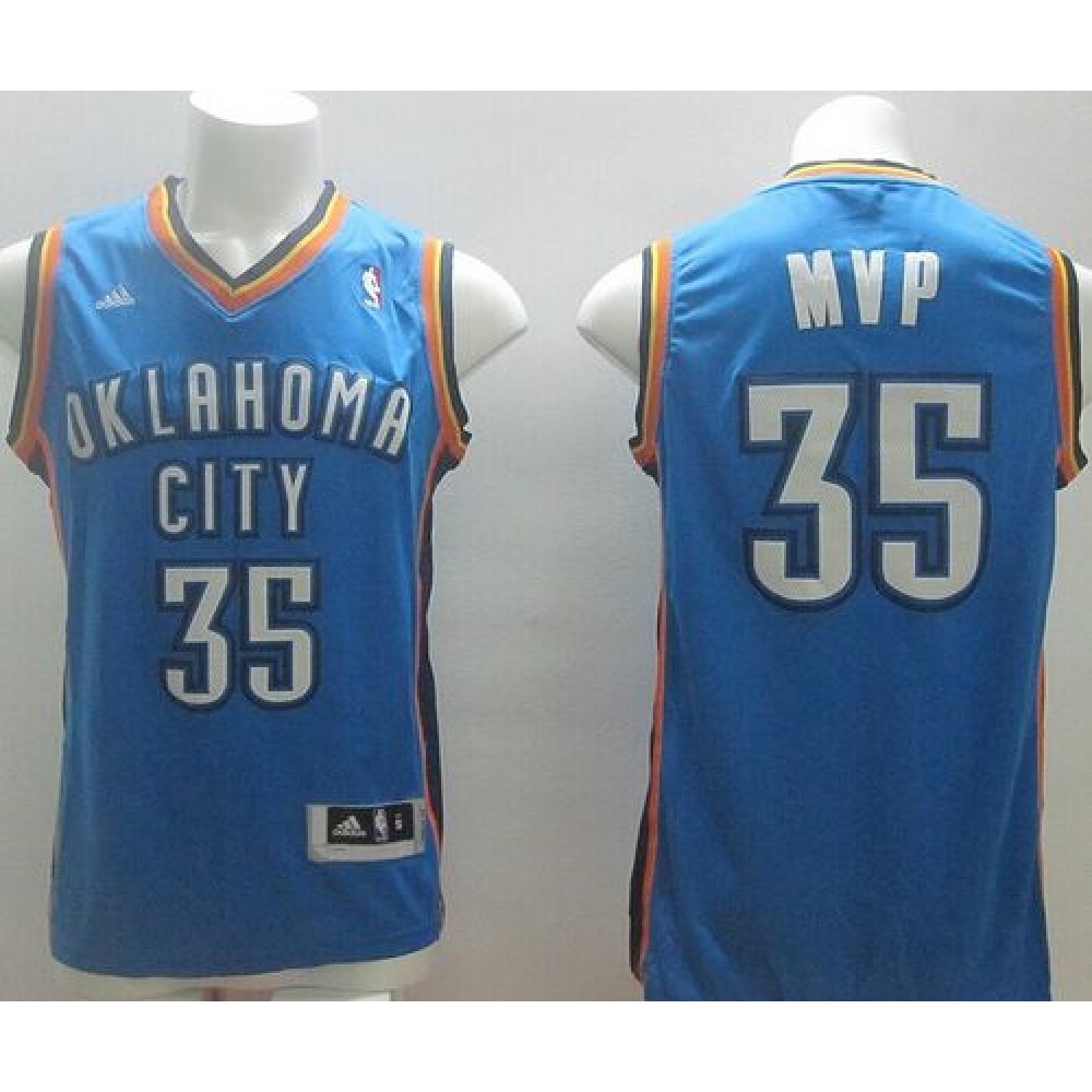 Thunder #35 Kevin Durant Blue MVP Stitched NBA Jersey