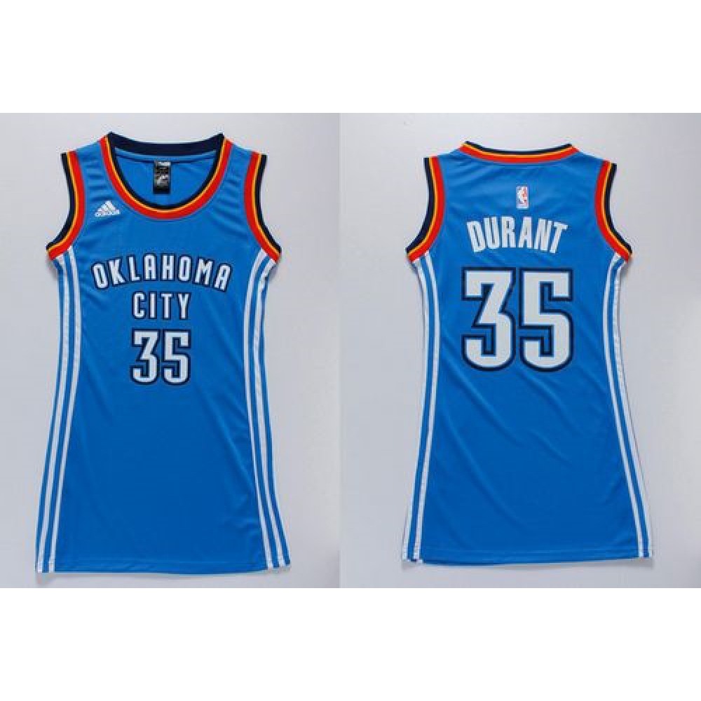 Thunder #35 Kevin Durant Blue Women's Dress Stitched NBA Jersey