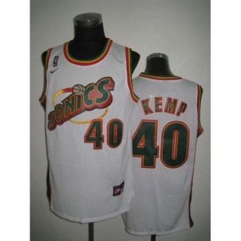 Thunder #40 Shawn Kemp White SuperSonics Throwback Stitched NBA Jersey Thunder #40 Shawn Kemp White SuperSonics Throwback Stitched NBA Jersey
