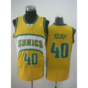 Thunder #40 Shawn Kemp Yellow SuperSonics Throwback Stitched NBA Jersey Thunder #40 Shawn Kemp Yellow SuperSonics Throwback Stitched NBA Jersey