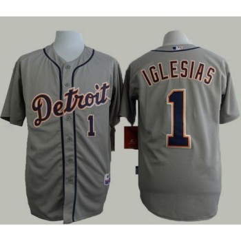 Tigers #1 Jose iglesias Grey Cool Base Stitched MLB Jersey Tigers #1 Jose iglesias Grey Cool Base Stitched MLB Jersey
