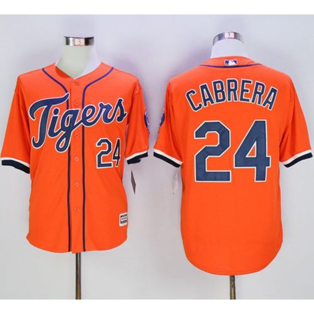 Tigers #24 Miguel Cabrera Orange New Cool Base Stitched MLB Jersey