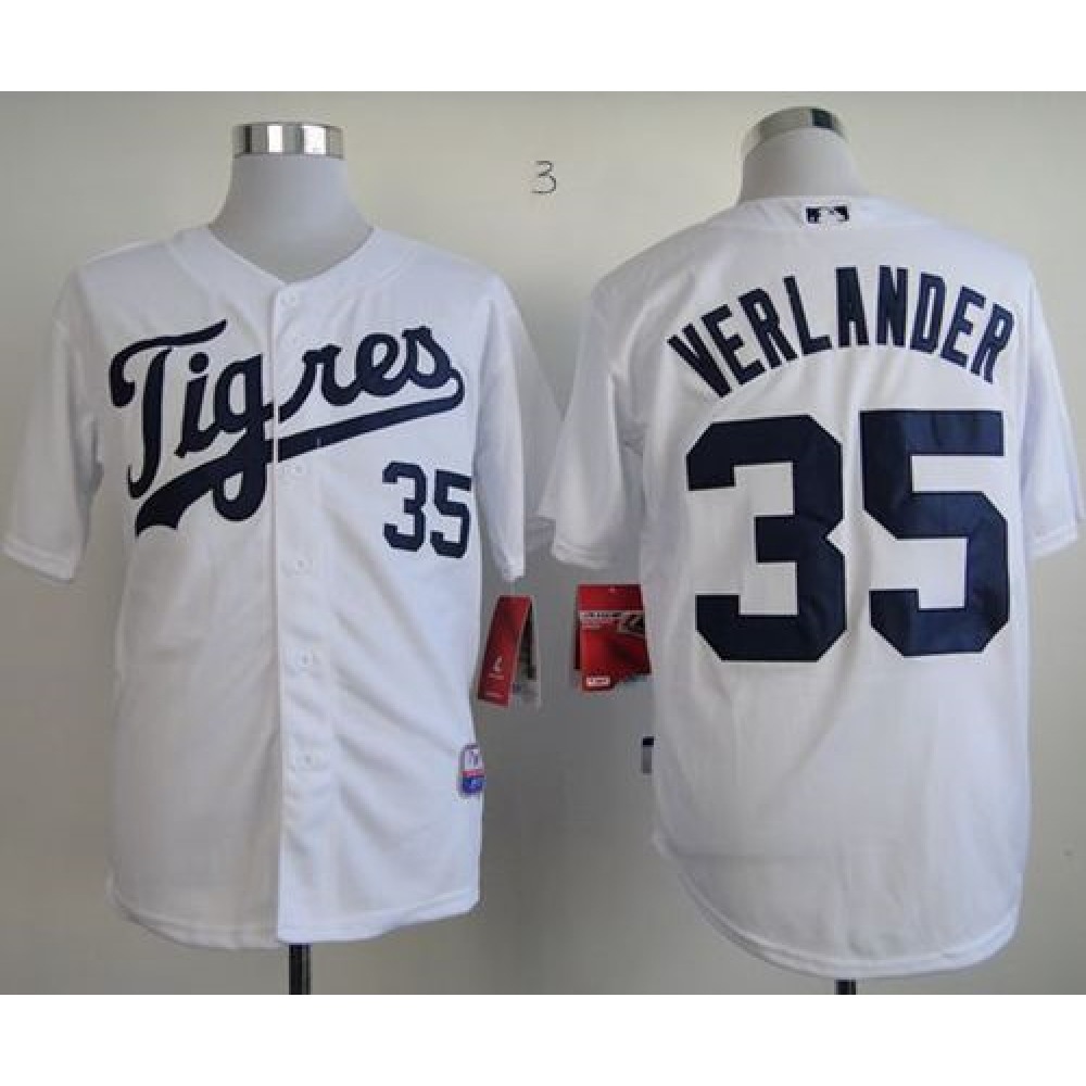 Tigers #35 Justin Verlander White Home 
