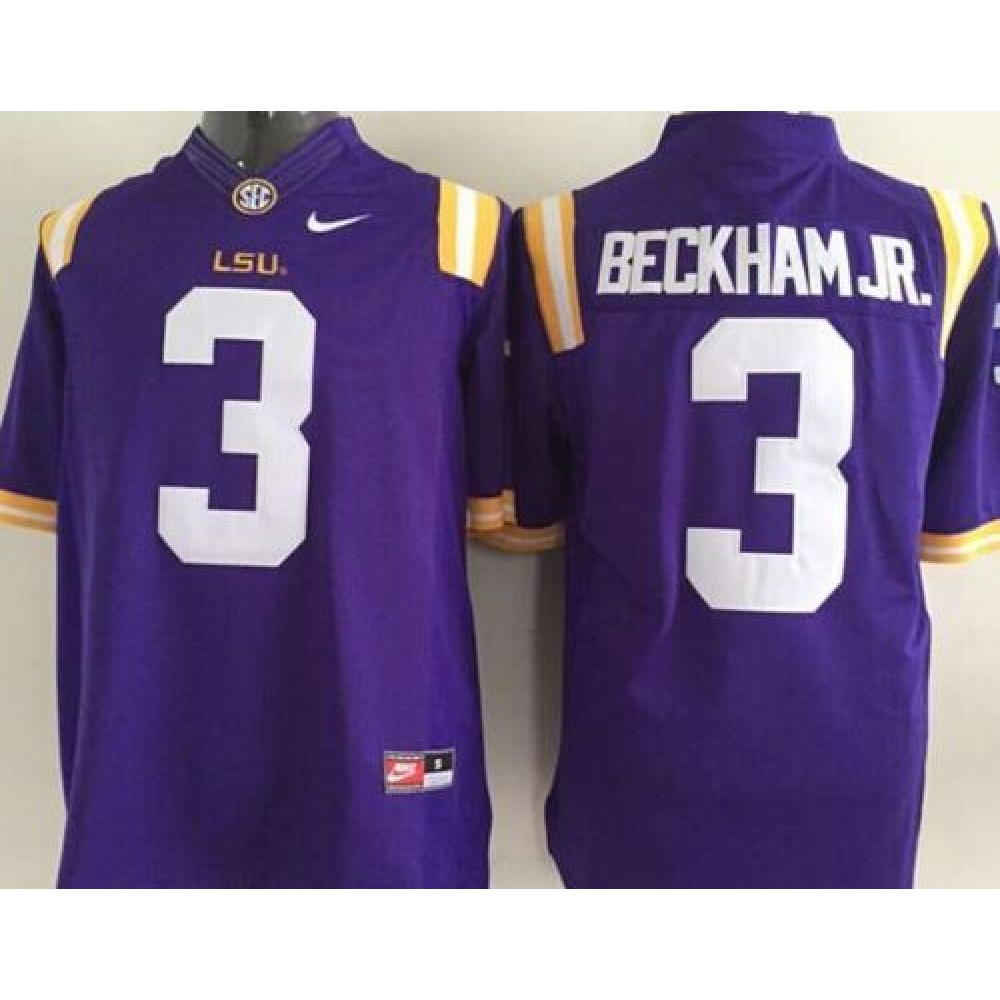 Tigers #3 Odell Beckham Jr Purple Limited Stitched Youth NCAA Jersey