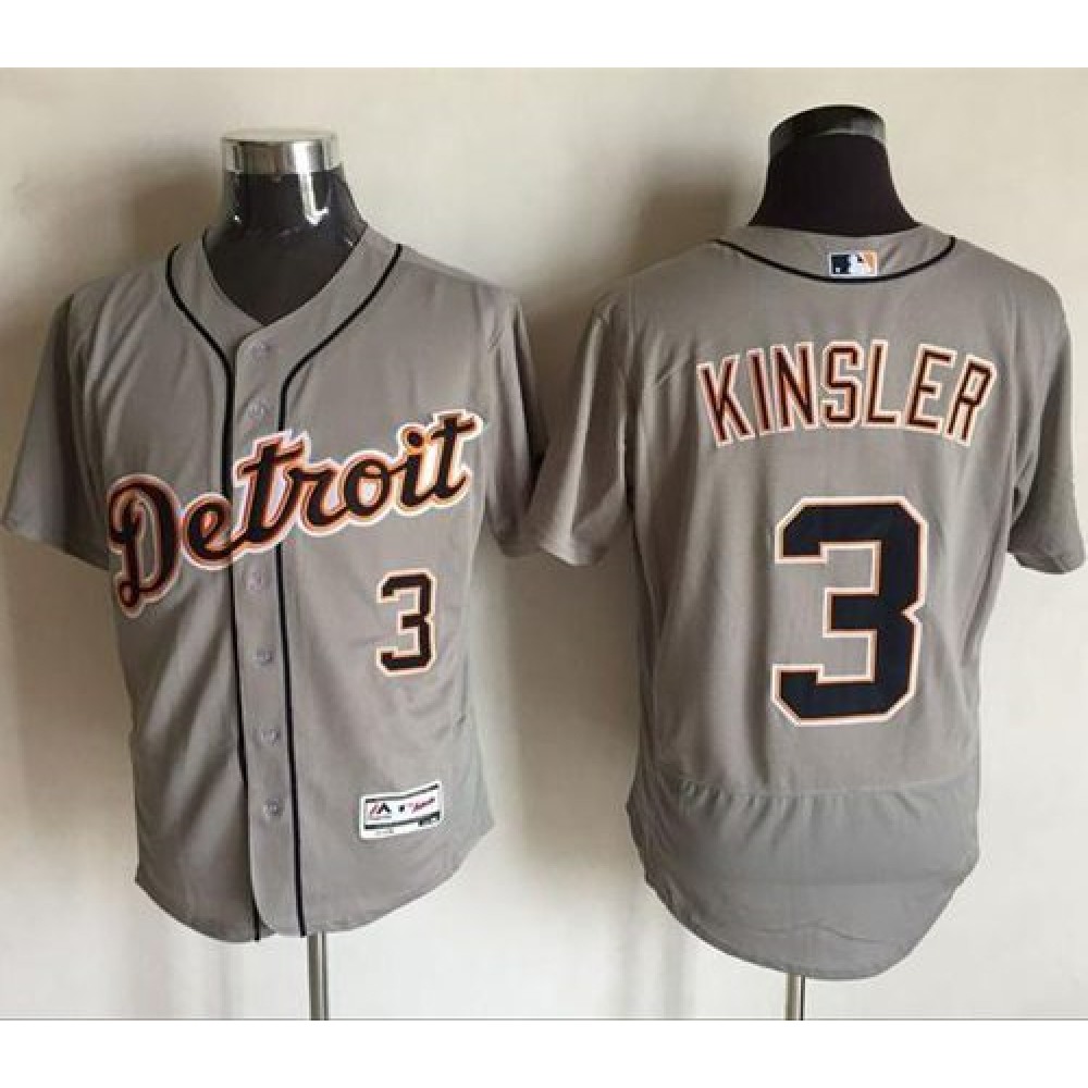 Tigers #3 ian Kinsler Grey Flexbase Authentic Collection Stitched MLB Jersey