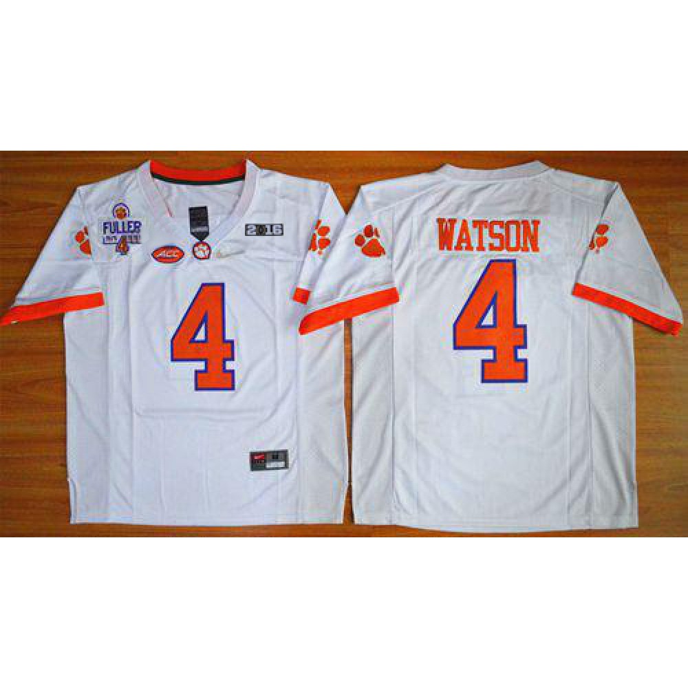 Tigers #4 Deshaun Watson White 2016 National Championship Stitched NCAA Jersey
