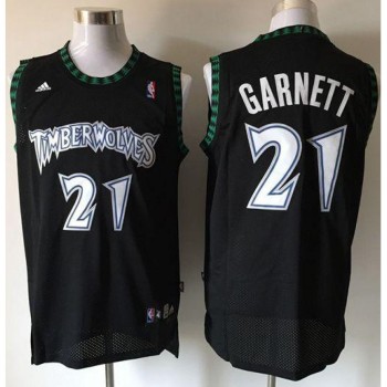 Timberwolves #21 Retro Garnett Black Stitched NBA Jersey
