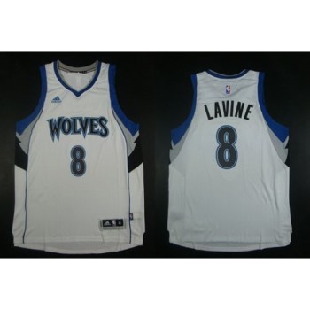 Timberwolves #8 Zach LaVine White Home Stitched NBA Jersey