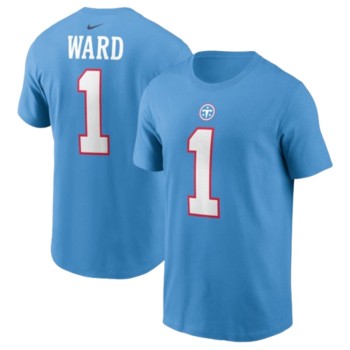 Men's Tennessee Titans #1 Cameron Ward Light Blue Name & Number T-Shirt