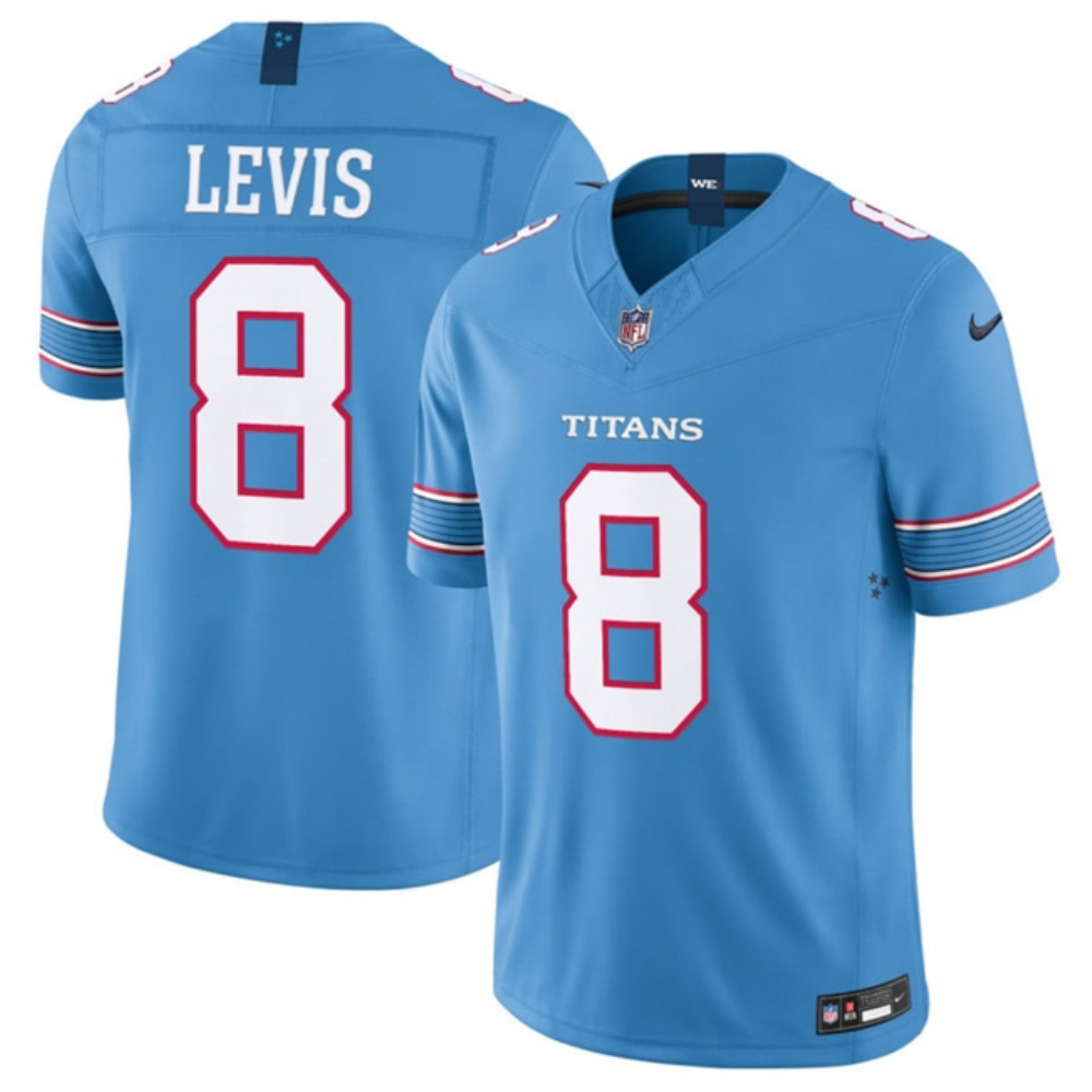 Men's Tennessee Titans #8 Will Levis Light Blue F.U.S.E. Vapor Limited Stitched Football Jersey