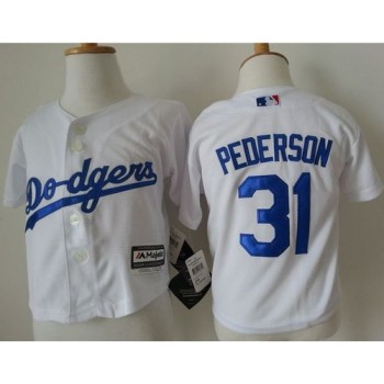 Toddler Dodgers #31 Joc Pederson White Cool Base Stitched MLB Jersey
