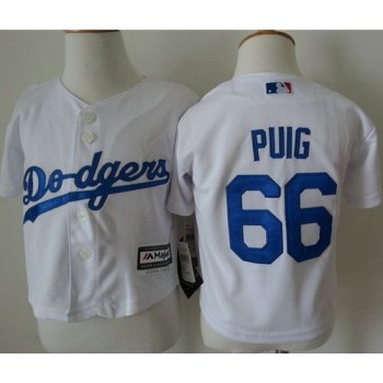 Toddler Dodgers #66 Yasiel Puig White Cool Base Stitched MLB Jersey Toddler Dodgers #66 Yasiel Puig White Cool Base Stitched MLB Jersey