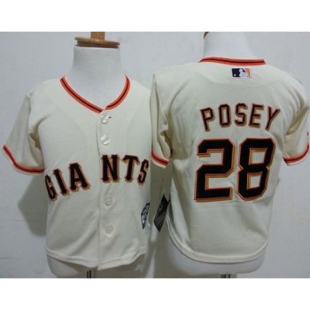 Toddler Giants #28 Buster Posey Cream Stitched MLB Jersey