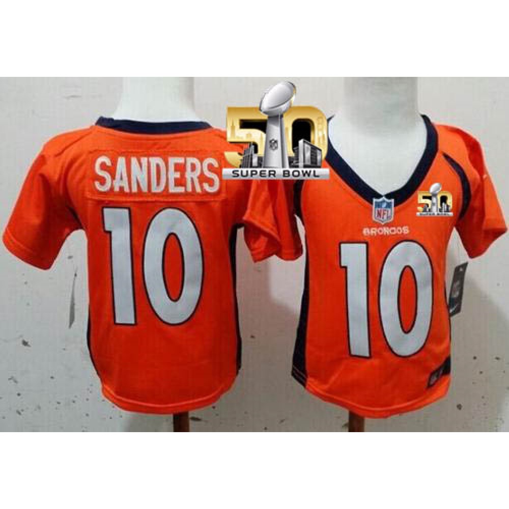 Toddler Broncos #10 Emmanuel Sanders Orange Team Color Super Bowl 50 Stitched NFL Elite Jersey