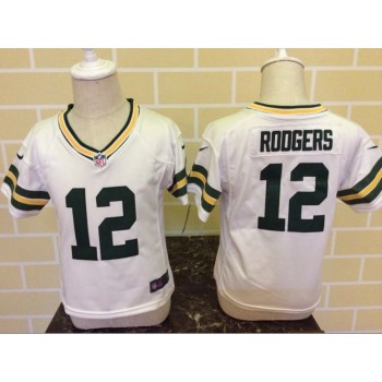 Toddler Green Bay Packers #12 Aaron Rodgers White Stitched NFL Jersey Toddler Green Bay Packers #12 Aaron Rodgers White Stitched NFL Jersey