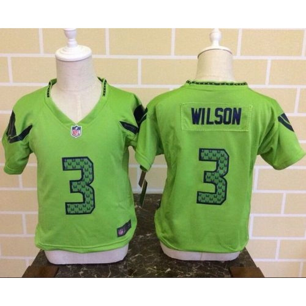 Toddler Seahawks #3 Russell Wilson Green Alternate Stitched NFL Elite Jersey