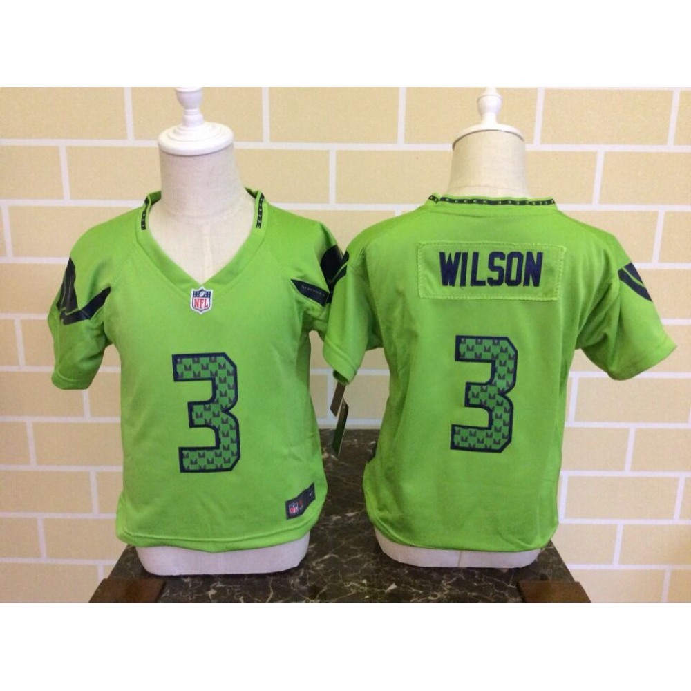 Toddler Seattle Seahawks #3 Russell Wilson Green Stitched NFL Jersey