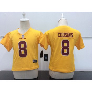 Toddler Washington Redskins #8 Kirk Cousins Gold Stitched NFL Jersey