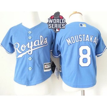 Toddler Royals #8 Mike Moustakas Light Blue Alternate 1 Cool Base W/2015 World Series Patch Stitched MLB Jersey Toddler Royals #8 Mike Moustakas Light Blue Alternate 1 Cool Base W/2015 World Series Patch Stitched MLB Jersey