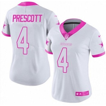 Toddlers Dallas Cowboys #4 Dak Prescott White/Pink Limited Stitched NFL Jersey Toddlers Dallas Cowboys #4 Dak Prescott White/Pink Limited Stitched NFL Jersey