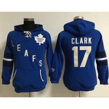 Toronto Maple Leafs #17 Wendel Clark Blue Women's Old Time Heidi Hoodie NHL Hoodie Toronto Maple Leafs #17 Wendel Clark Blue Women's Old Time Heidi Hoodie NHL Hoodie