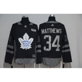 Toronto Maple Leafs #34 Auston Matthews Black Men's 1917-2017 100th Anniversary Stitched NHL Jersey Toronto Maple Leafs #34 Auston Matthews Black Men's 1917-2017 100th Anniversary Stitched NHL Jersey