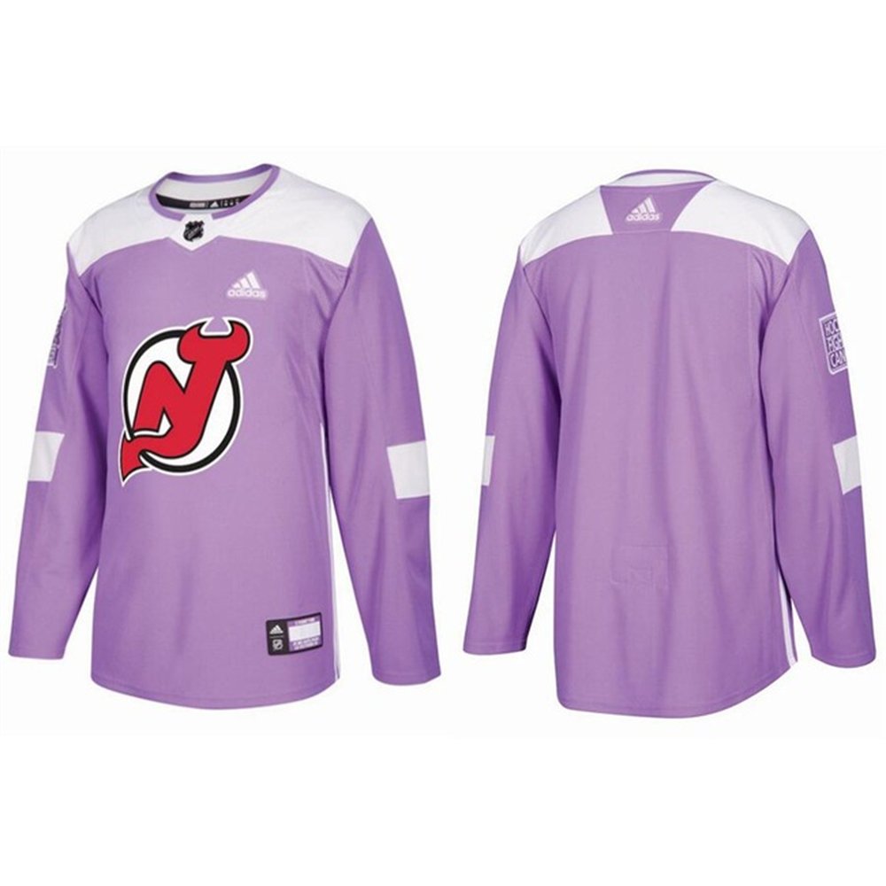 Youth New Jersey Devils Blank Purple Fights Cancer Practice Stitched Hockey Jersey