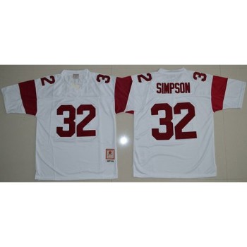 Trojans #32 O.J. Simpson White Stitched NCAA Jersey