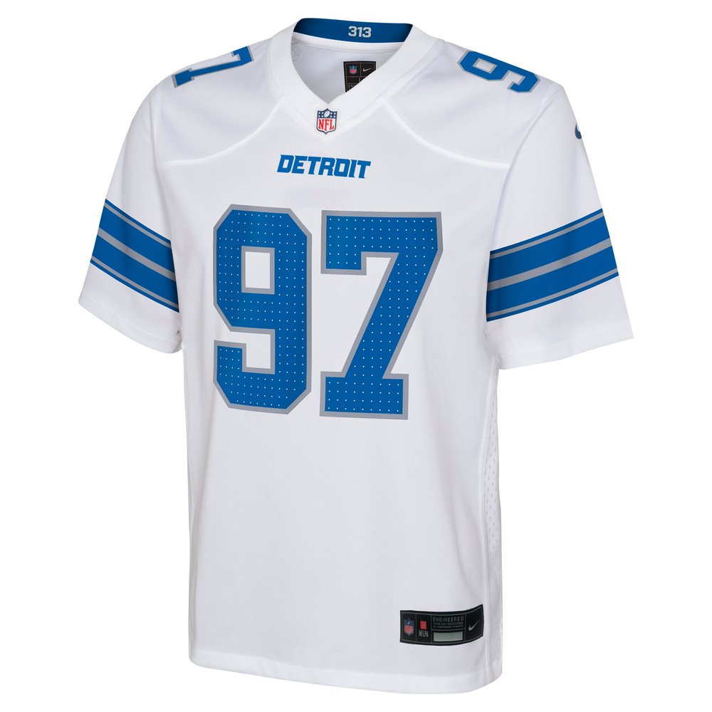 Youth Detroit Lions #97 Aidan Hutchinson White Player Game Jersey Youth Detroit Lions #97 Aidan Hutchinson White Player Game Jersey