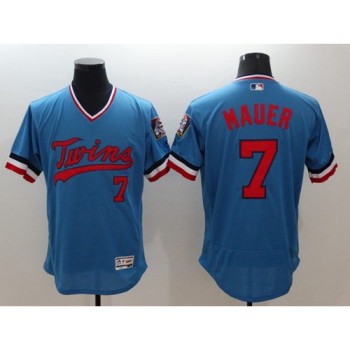 Twins #7 Joe Mauer Light Blue Flexbase Authentic Collection Cooperstown Stitched MLB Jersey Twins #7 Joe Mauer Light Blue Flexbase Authentic Collection Cooperstown Stitched MLB Jersey