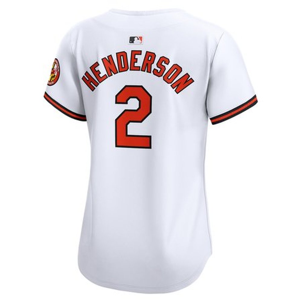 Women's Baltimore Orioles Gunnar Henderson White Home Limited Player Jersey Women's Baltimore Orioles Gunnar Henderson White Home Limited Player Jersey