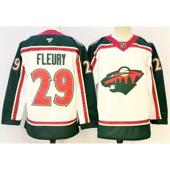 Men's Minnesota Wild #29 Marc-Andre Fleury White 2025 25th Anniversary Stitched Hockey Premium Jersey Men's Minnesota Wild #29 Marc-Andre Fleury White 2025 25th Anniversary Stitched Hockey Premium Jersey