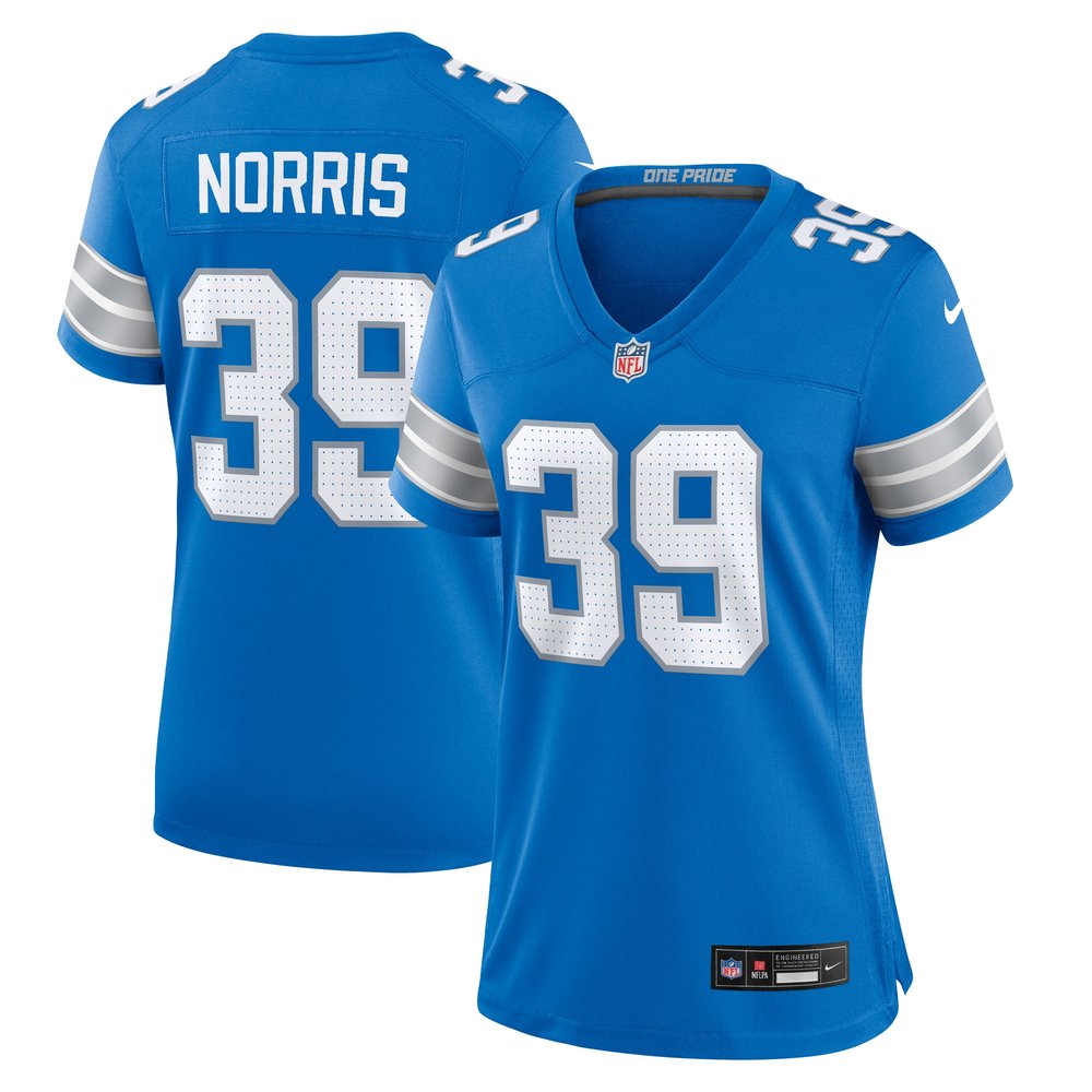 Women's Detroit Lions Morice Norris  Blue Game Jersey