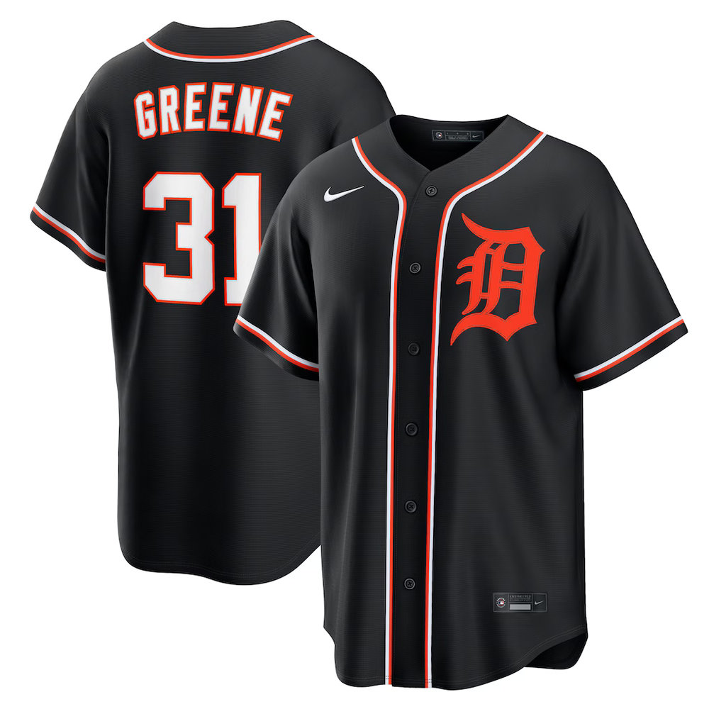 Youth Detroit Tigers #31 Riley Greene Nike Fashion Replica Black Out Jersey
