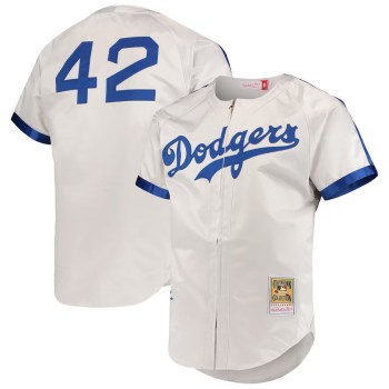 Youth Brooklyn Dodgers #42 Jackie Robinson Gray Cooperstown Collection Authentic Jersey