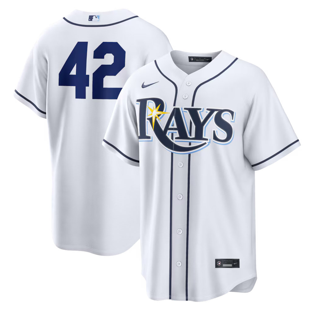 Men's Tampa Bay Rays #42 Jackie Robinson Nike White Home 2026 Jackie Robinson Day Replica Jersey