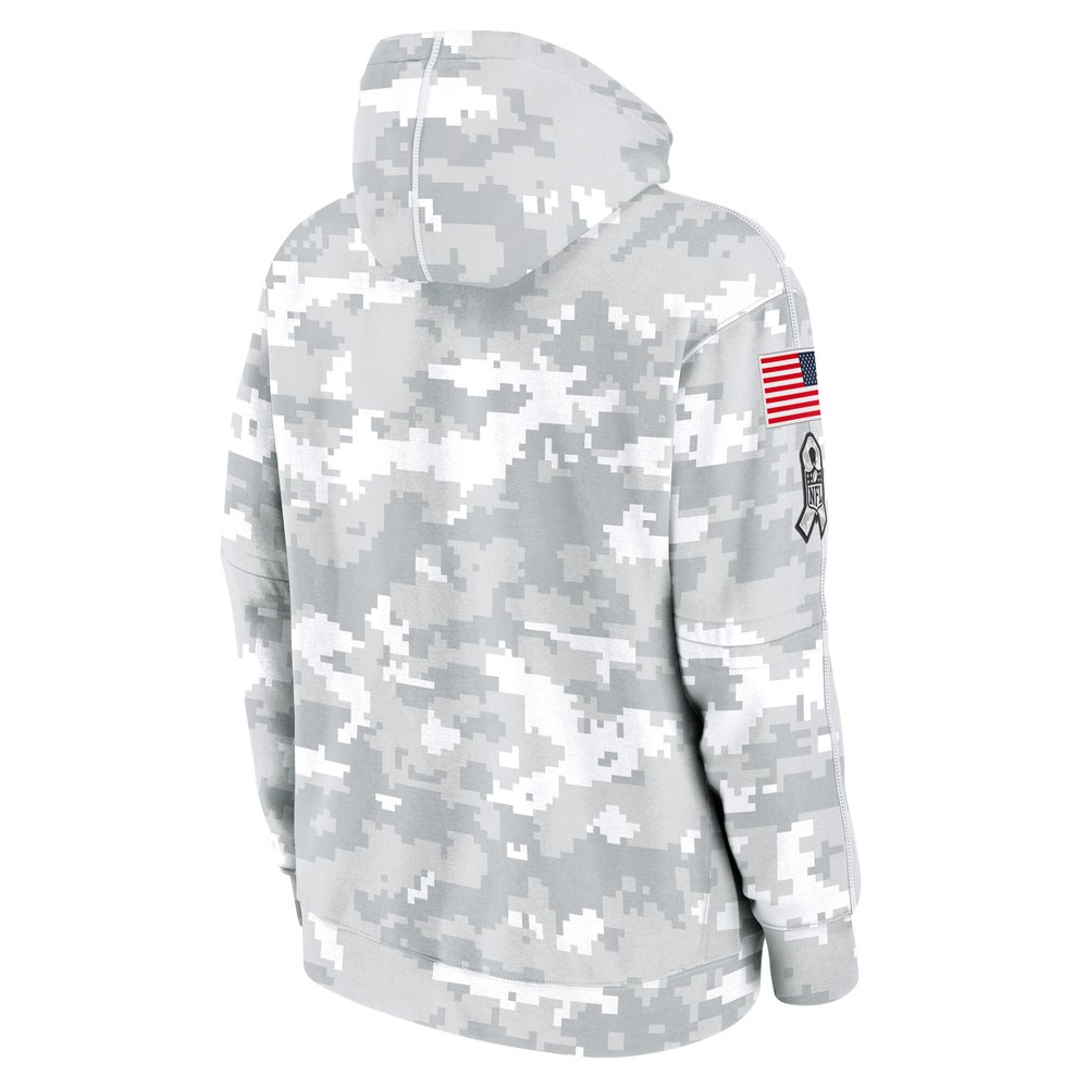Youth New York Jets White/Gray 2024 Salute To Service Pullover Hoodie