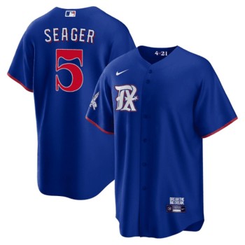 Men's Texas Rangers #5 Corey Seager Royal 2023 City Connect Stitched Baseball Jersey Men's Texas Rangers #5 Corey Seager Royal 2023 City Connect Stitched Baseball Jersey