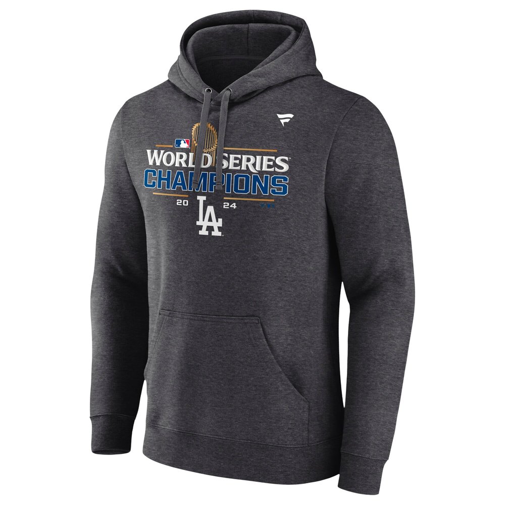 Men's Los Angeles Dodgers Heather Charcoal 2024 World Series Champions Hoodie Men's Los Angeles Dodgers Heather Charcoal 2024 World Series Champions Hoodie