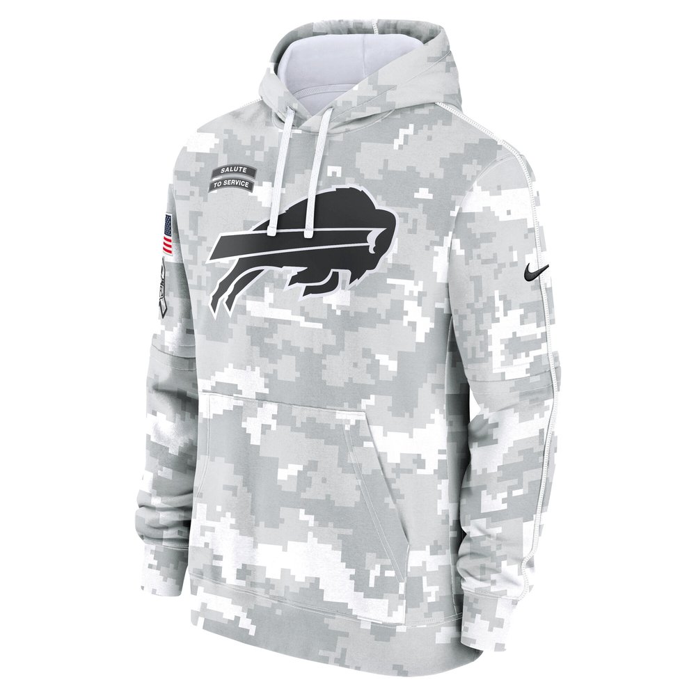 Youth Buffalo Bills White/Gray 2024 Salute To Service Pullover Hoodie