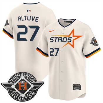 Youth Houston Astros #27 Jose Altuve Cream 2025 City Connect Limited Stitched Baseball Jersey Youth Houston Astros #27 Jose Altuve Cream 2025 City Connect Limited Stitched Baseball Jersey