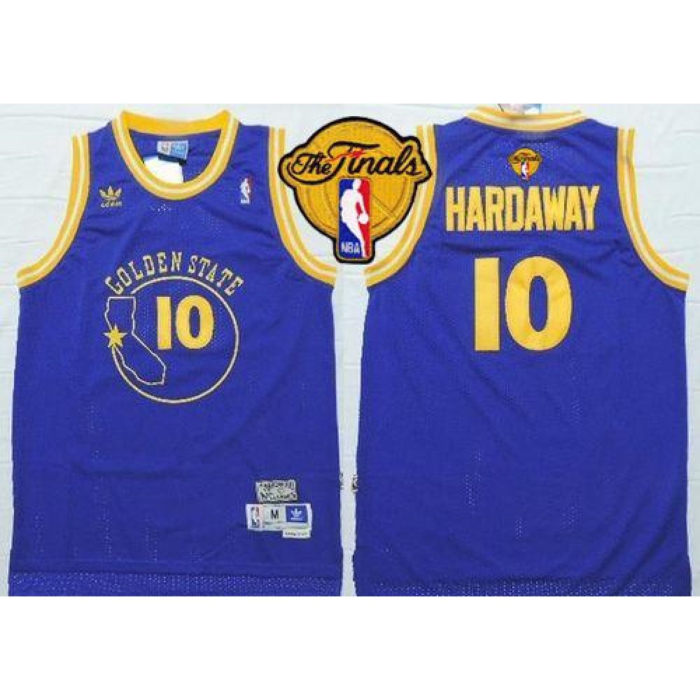 Warriors #10 Tim Hardaway Blue New Throwback The Finals Patch Stitched NBA Jersey