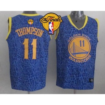 Warriors #11 Klay Thompson Blue Crazy Light The Finals Patch Stitched NBA Jersey Warriors #11 Klay Thompson Blue Crazy Light The Finals Patch Stitched NBA Jersey
