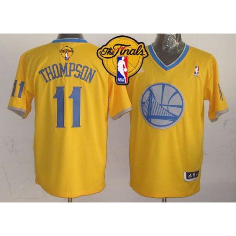 Warriors #11 Klay Thompson Gold 2013 Christmas Day Swingman The Finals Patch Stitched NBA Jersey Warriors #11 Klay Thompson Gold 2013 Christmas Day Swingman The Finals Patch Stitched NBA Jersey