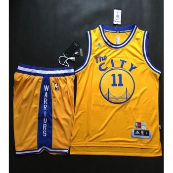 Warriors #11 Klay Thompson Gold Throwback The City A Set Stitched NBA Jersey Warriors #11 Klay Thompson Gold Throwback The City A Set Stitched NBA Jersey