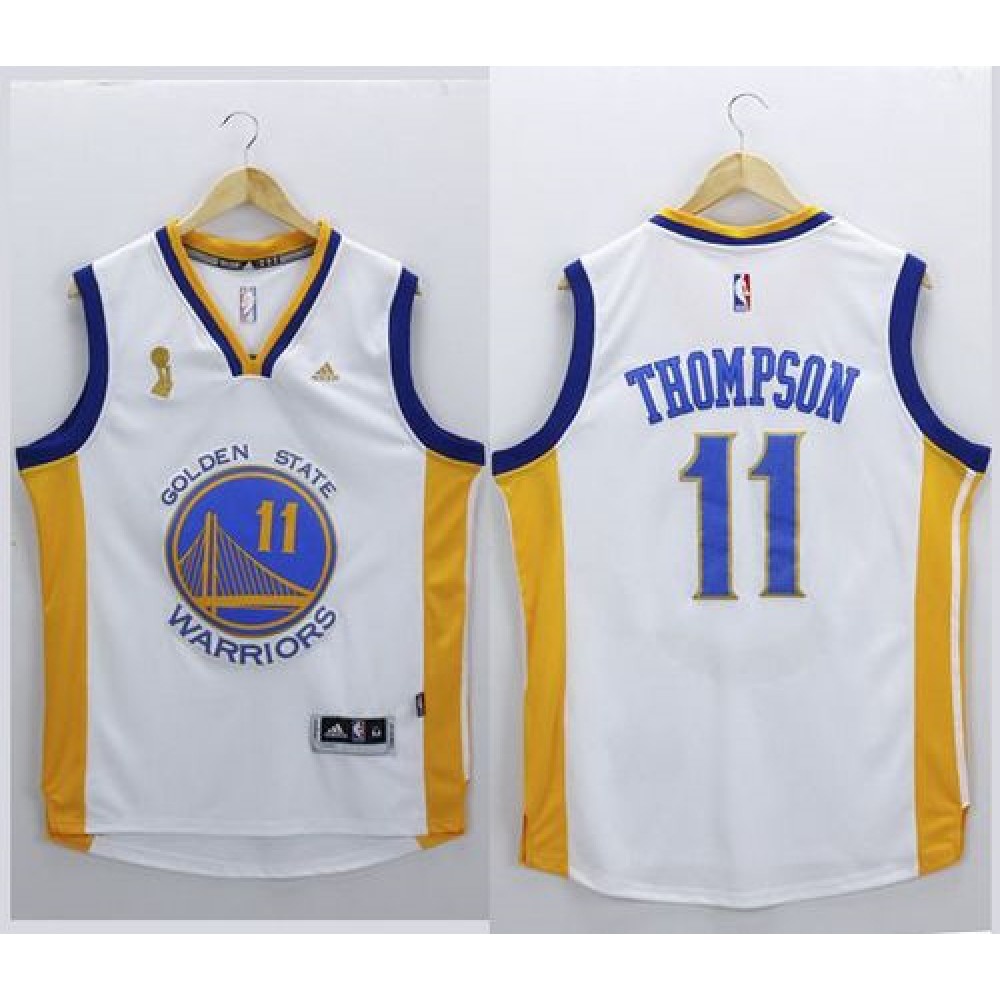 Warriors #11 Klay Thompson White New Champions Stitched NBA Jersey