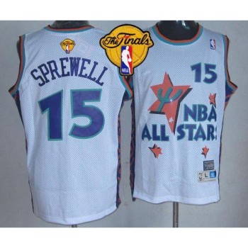 Warriors #15 Latrell Sprewell White 1995 All Star Throwback The Finals Patch Stitched NBA Jersey Warriors #15 Latrell Sprewell White 1995 All Star Throwback The Finals Patch Stitched NBA Jersey