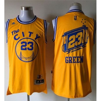 Warriors #23 Draymond Green Gold Throwback The City Stitched NBA Jersey Warriors #23 Draymond Green Gold Throwback The City Stitched NBA Jersey