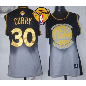 Warriors #30 Stephen Curry Black/Grey The Finals Patch Women's Fadeaway Fashion Stitched NBA Jersey Warriors #30 Stephen Curry Black/Grey The Finals Patch Women's Fadeaway Fashion Stitched NBA Jersey