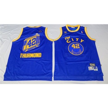 Warriors #42 Nate Thurmond Blue Throwback The City Stitched NBA Jersey Warriors #42 Nate Thurmond Blue Throwback The City Stitched NBA Jersey